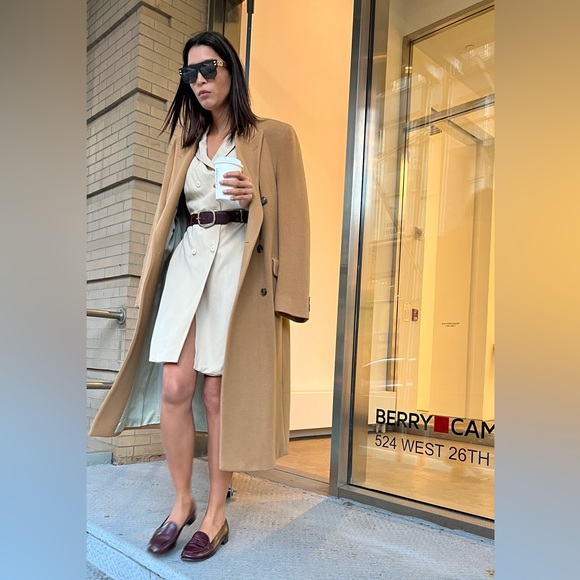 ALBERTA FERRETTI TAN DRESS SHORT SLEEVES BUTTON DOWN VIRGIN WOOL TAN SZ 12 - Picture 3 of 12